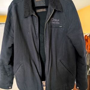 Black Deus Customs Corduroy Denim Bomber Jacket